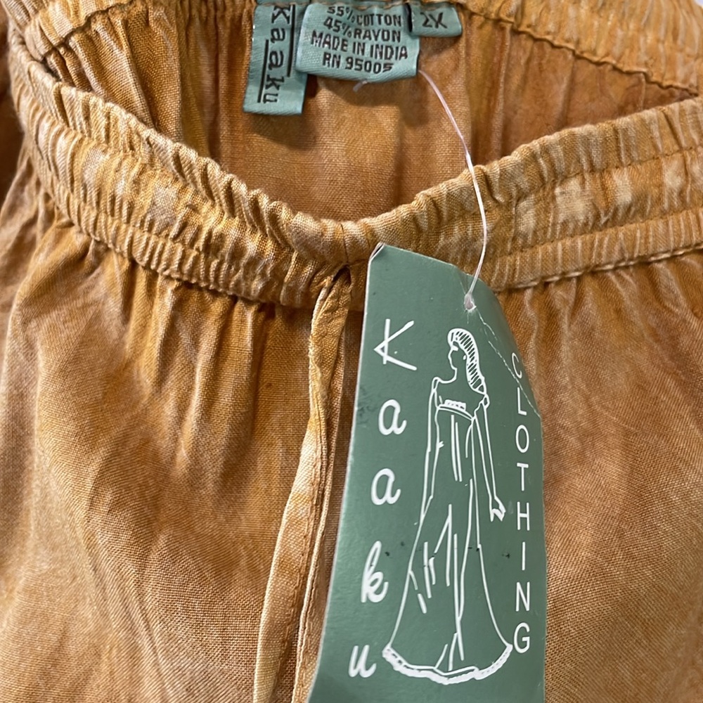 NEW Kaabu Womens Sz 2X Maxi Skirt Cotton Rayon Made in India Tan Pull On - Picture 6 of 9